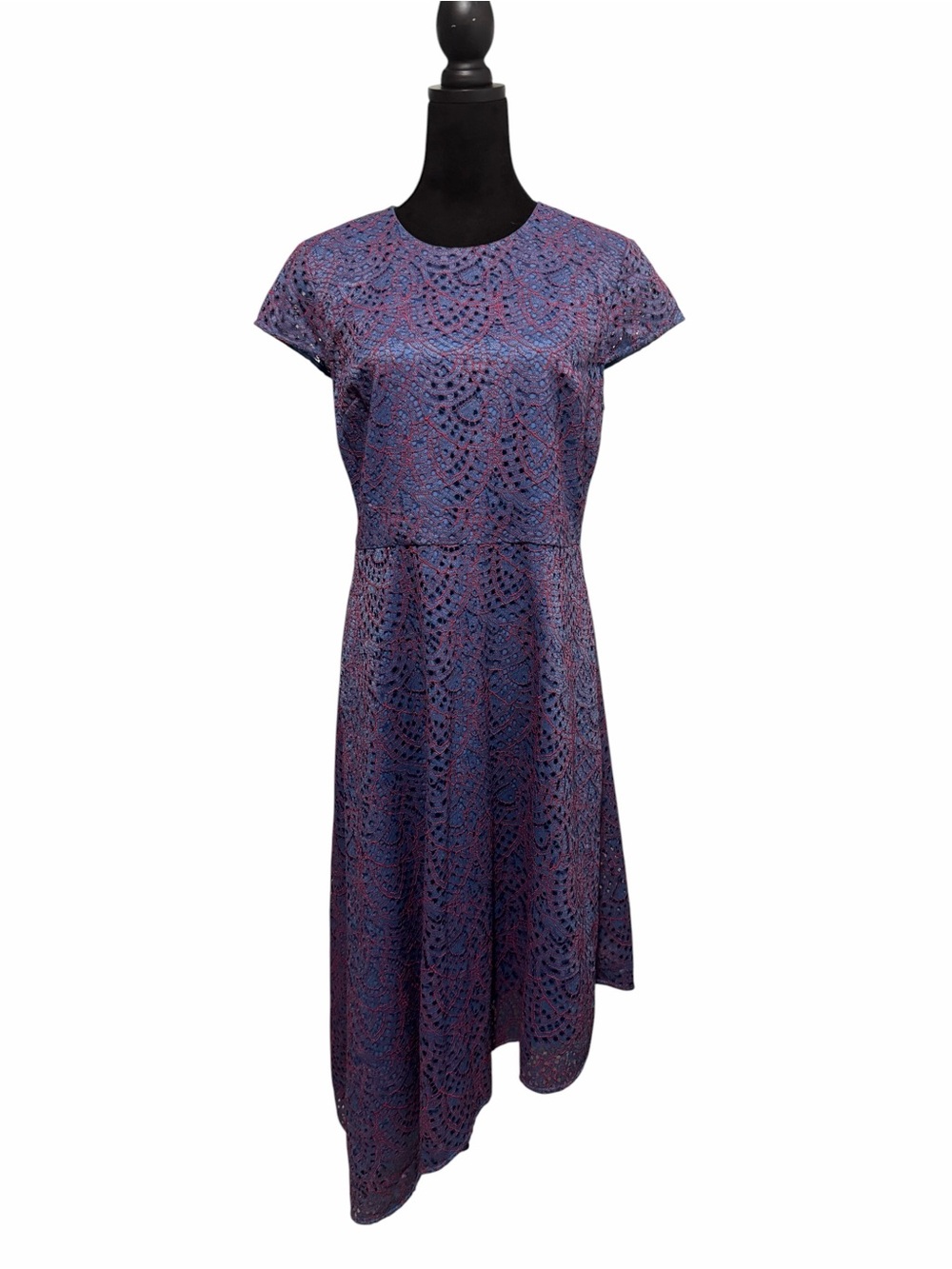 Banana Republic Lace Asymmetric Cap Sleeve Dress Purple - Picture 2 of 12